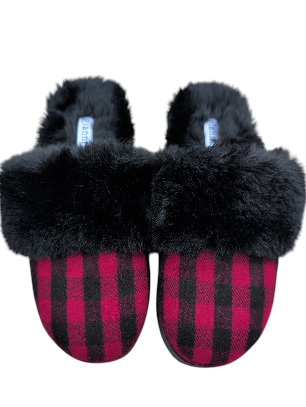 Gianni Bini Red & Black Buffalo Plaid Fur-Lined Slippers 6M